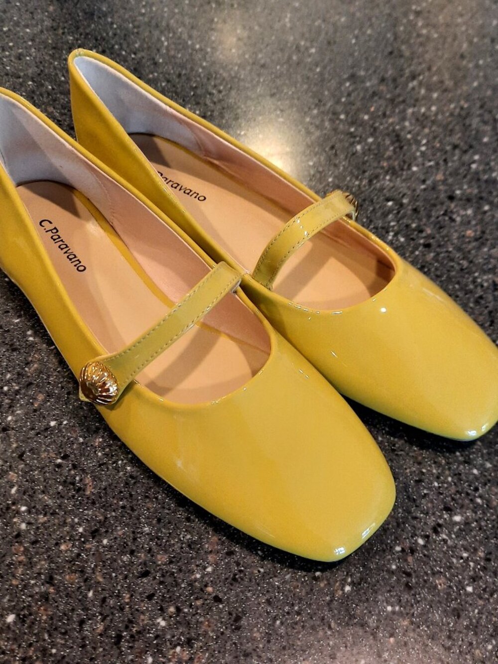 C. Paravano Single-Strap Patent Leather Mary Jane (Clara) in Chartreuse (EU 39)